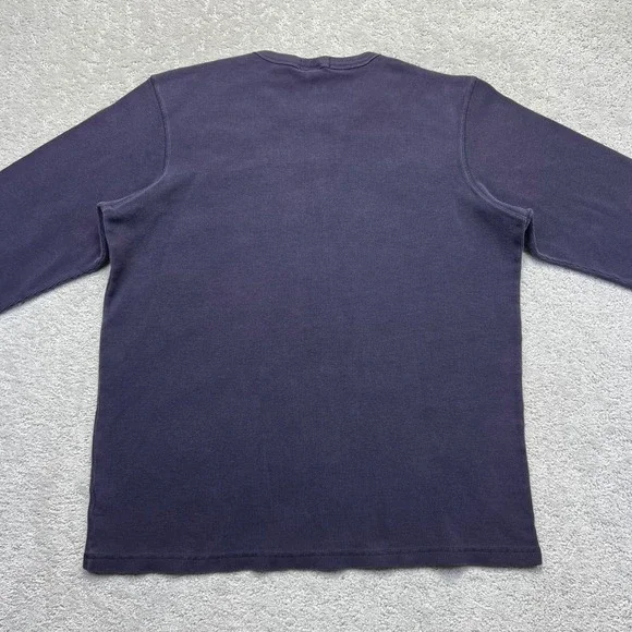 Lands End Thermal Shirt Mens XL Navy Purple Waffle Knit Long Sleeve Heavyweight - Picture 12 of 16